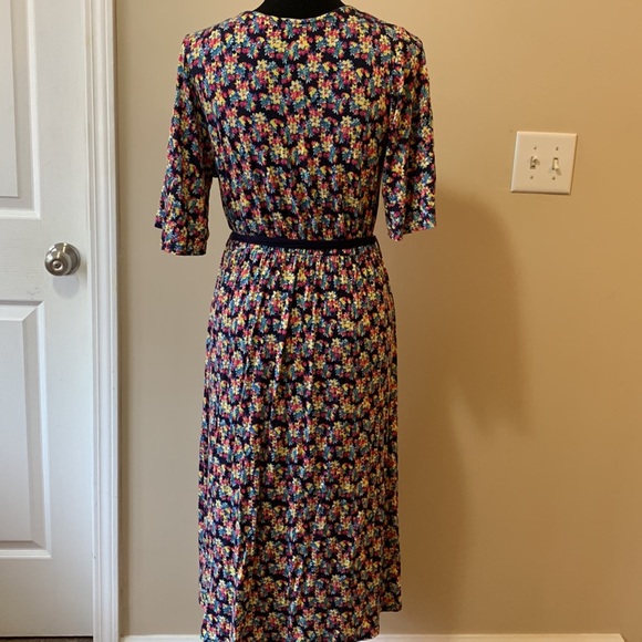 Chris & Carol Floral Half Sleeve A-Line Dress with Waist Tie Women’s Large - Picture 3 of 12